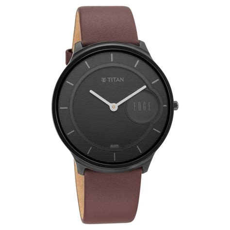 Buy Online Titan Edge Slim Leather Strap Black Dial Analog Watch for ...
