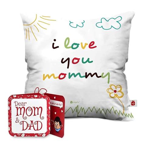Buy Indigifts Mother's Day Special I Love You Mommy Quote White Cushion ...