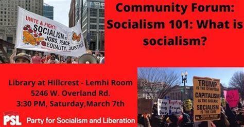 Boise Socialism 101: What is Socialism?, 5246 W Overland Rd, Boise, ID ...