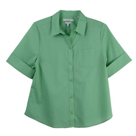Foxcroft Elbow Sleeve CVC Solid Green Tea Shirt – SuePatrick.com