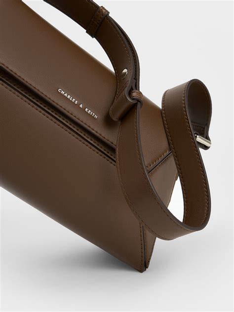 Dark Brown Nasrin Geometric Shoulder Bag - Dark Brown - CHARLES & KEITH IN