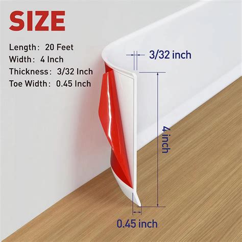 Buy FOSLUOC Flexible Baseboard Molding Trim, 4 Inch x 20 Feet White ...