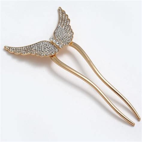 Buy Ashkash 1Pcs Wings U-Shaped Hair Fork Gift Women Elegant Rhinestone ...