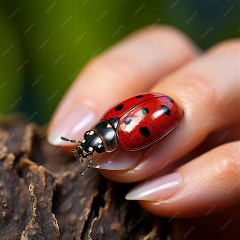 Premium AI Image | Ladybug Nails With Vibrant Red Color Whimsical Art ...