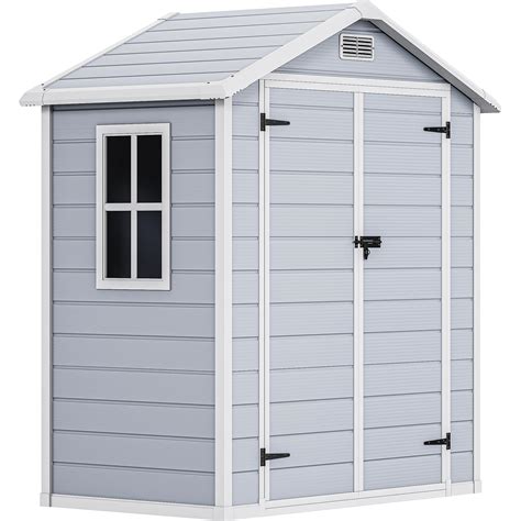 DWVO 6x4 FT Resin Storage Shed with Reinforced Floor, Outdoor Storage ...