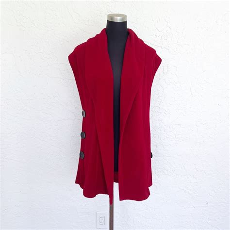 Soft Surroundings Red Vest Womens Small Mesa Button #26312 Holiday ...