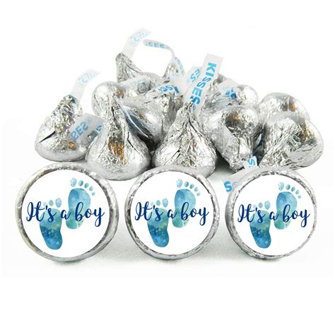 Buy 180 Chocolate Drop Labels Stickers- Gender Reveal Footprints Kisses ...