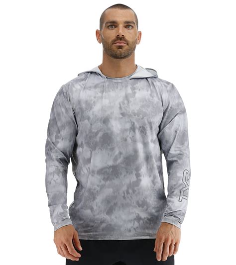 TYR Men's Turbulent SunDefense Hooded UPF 50+ Swim Shirt at SwimOutlet.com
