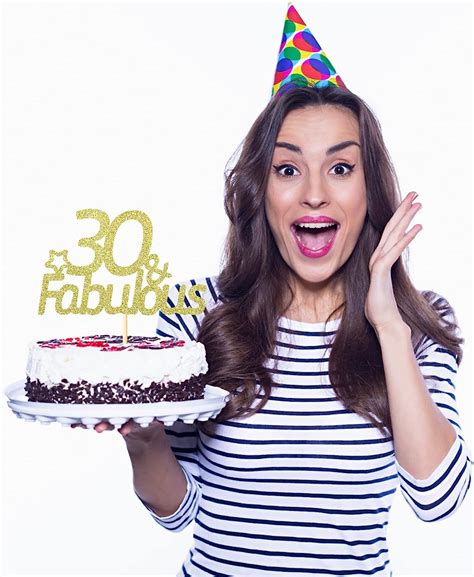 Buy Sotpot 3pcs 30 & Fabulous Cake Topper, Gold Glitter Cake Topper for ...