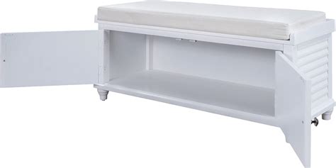 Buy YEAR COLOR Storage Bench with Removable Cushion, Louver Design ...