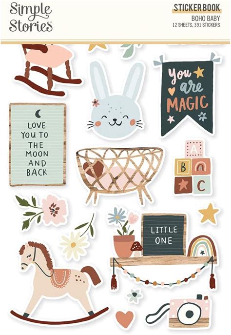 SimpleStories SIMPLE STORIES Boho Baby Stickers BOOK/12SHT, White India ...