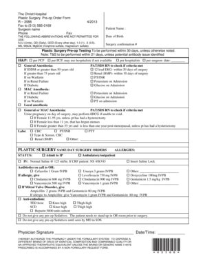 Pre Op Order Form Pdf - Fill Online, Printable, Fillable, Blank | pdfFiller