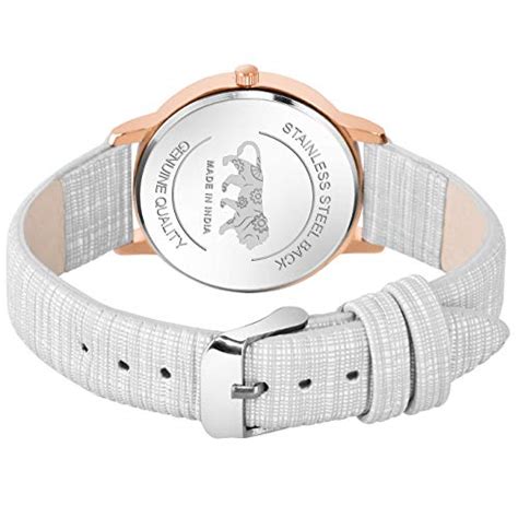 CLOUDWOOD Analogue Multicolored Dial White Leather Watch for Women ...