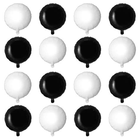 Buy 18" Black and White Round-Shaped Foil Balloons Mylar Helium ...