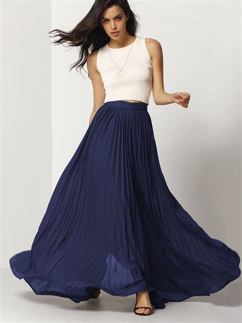 Pleated Full Length Skirt -SheIn(Sheinside)