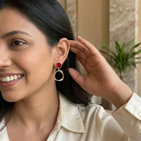 Cherry Red Halo Statement Korean Drop Earrings – HomiBlend
