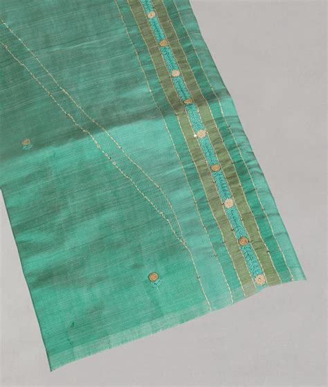 Buy Green Tussar Embroidery Saree T405676