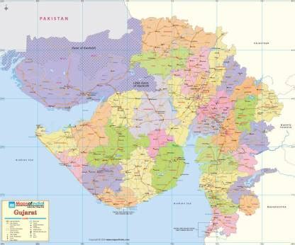 Gujarat Detailed Political Map Fine Art Print - Maps posters in India ...