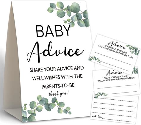 Amazon.com: Green Eucalyptus Baby Shower Advice Cards for Parents To Be,Baby Advice Cards for ...