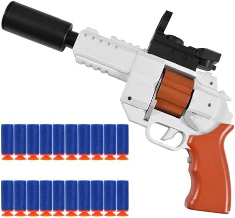 Buy ATONGMU Electric Motorized Toy Revolver Foam Shooting Gun 20pcs ...