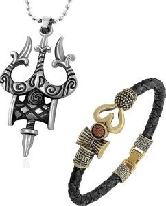 vs unique collections Shiva Mahadev Rudraksha Om Trishul Damru Leather ...