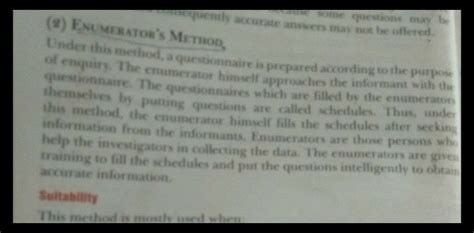 Define enumerator method of collecting data. Explain in brife - Brainly.in