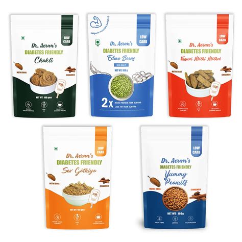 Dr. Aeran’s Diabetes Friendly Snacks Combo of 5 – Mathri, Chakli, Sev ...