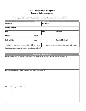 Fillable Online Charge Ahead Skills Assessment Form Fax Email Print ...