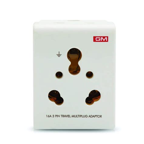 GM Modular 3050 16A 3-Pin Multi Plug Adapter (White, Pack of 2 ...