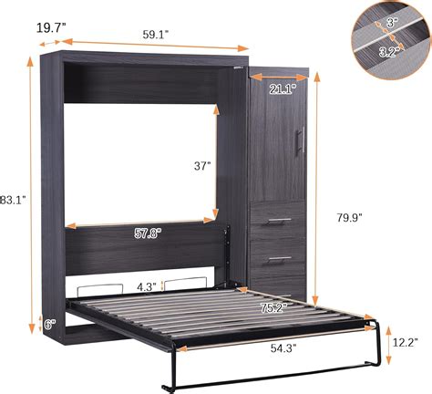 Buy Full Murphy Bed Space-Saving Wall Bed with Wardrobe, Drawers and ...