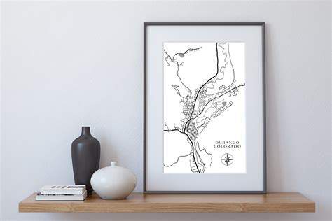 Matte Poster Map of Durango, Colorado Hand Drawn Map 5 Sizes Available ...