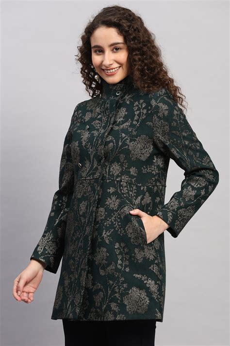 Buy METALLIC FLORAL JACQUARD KNITTED COAT Online in India