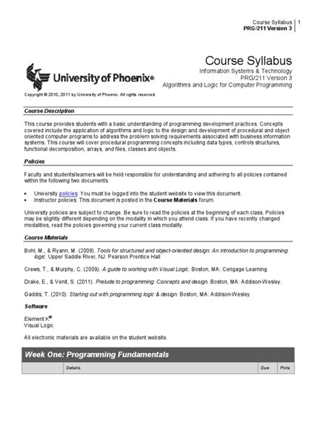 Image result for Computer Programming 1 Syllabus