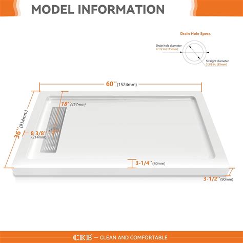 CKB 60 x 36 Shower Base, Left or Right Drain, India | Ubuy