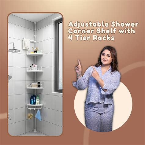 HOMERO Multipurpose Bathroom Rack with Hooks and Towel Bar - 4 Tier