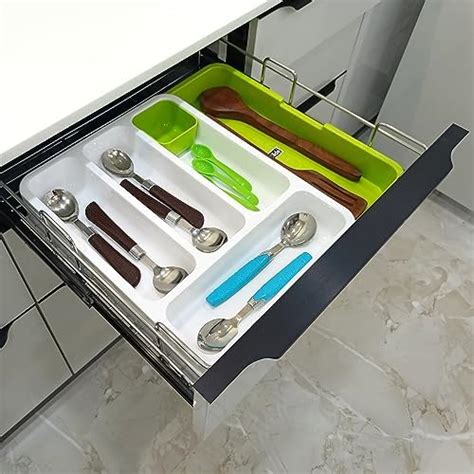 Buy House of Quirk Plastic Utensils Drawer Organizer Expandable Cutlery ...