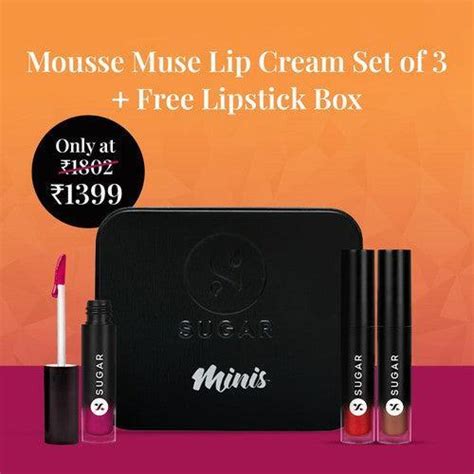 Mousse Muse Lip Cream Set of 3 + Free Lipstick Box | SUGAR...