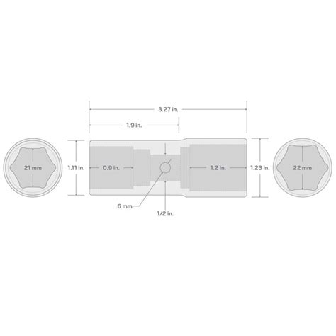TEKTON Metric 1/2-in Drive 21 x 22 mm 6-point Impact Socket Individual ...