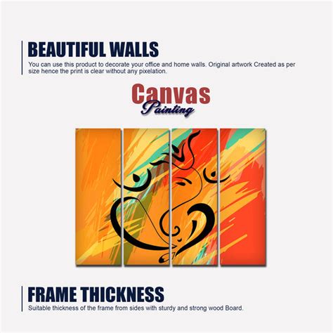 Lord Ganesh Ji Abstract Art Wall Painting of 4 Panels – Homcraft