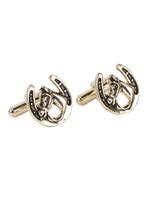 Golden Cufflinks With Horse Shoe Pattern - Gift Set For Men Online