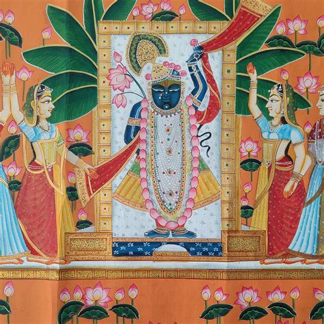 Shrinathji Pichwai Painting – Lotus & Gopis | Handcrafted Art ...