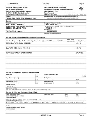 Fillable Online kocour CERIC SULFATE SOLUTION- 0 - kocour Fax Email ...