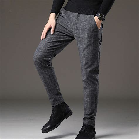 Grid Print Slim Fit Pants // Style 2 // Light Gray (28) - Amedeo ...
