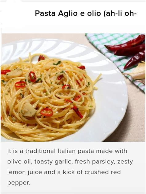 Pin by Navin Sahay on Vocab - Pronunciation (food) | Pasta aglio e olio ...