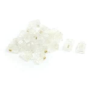 20 Pcs 6P2C 2 Pins RJ11 Modular Plug Network Cable Connector Clear ...