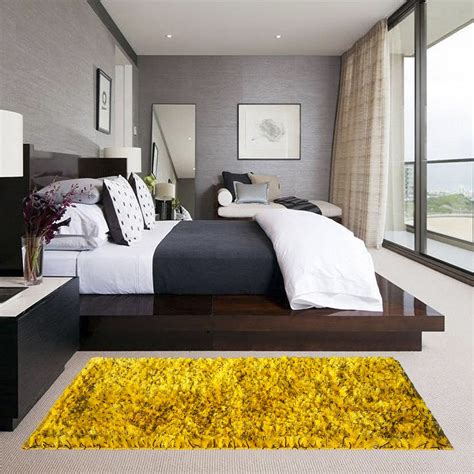 Buy Glamkaart Yellow Soft Shaggy Floor Rug 2x5 Feet Online at Low ...