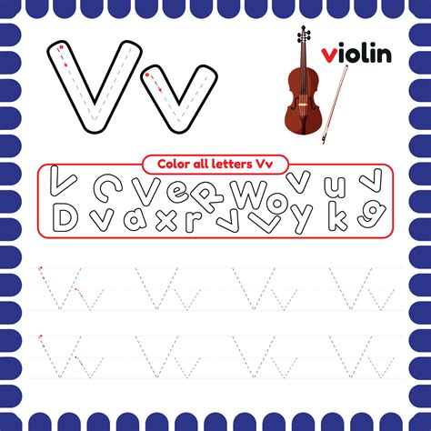 Alphabet Tracing Worksheet with letters. Writing practice letter V ...