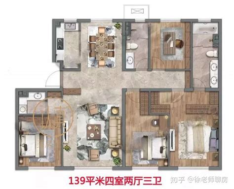 晶鸿名邸160㎡户型，晶鸿名邸4室2厅2卫1厨约160.00平米户型图，朝南朝向 - 上海安居客