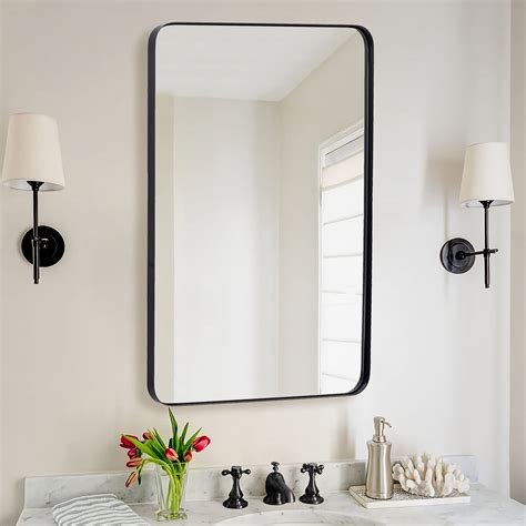 ANDY STAR Wall Mirror for Bathroom, 24x36 Inch Black Bathroom Mirror ...