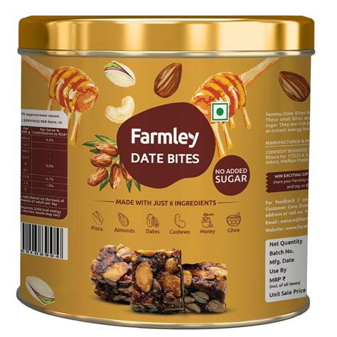 Farmley Date Bites I 180 gram I Dates Barfi Made with Dates, Pista ...